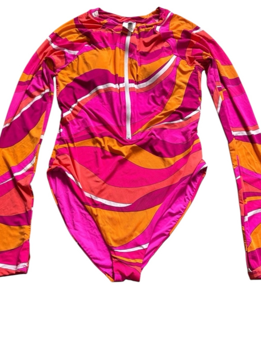 Trina Turk One-Piece Swimsuit - Long Sleeve Cut-Out, Psychedelic Print